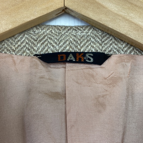 VINTAGE DAKS Elbow pad wool/silk blend Blazer Jacket - Picture 9 of 13